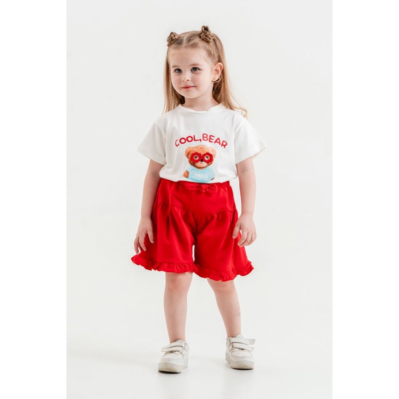 Wholesale Girls 2-Pieces T-shirt and Skirt Set 2-5Y Tuffy 1099-1264 - Red