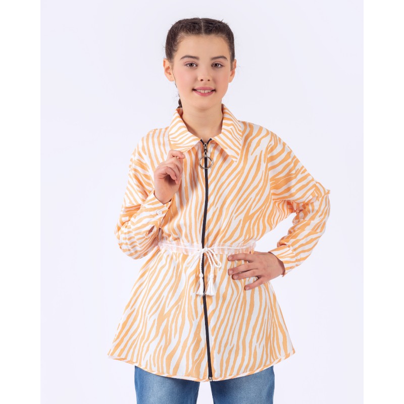 Wholesale Girls Zippered Tunic 8-11Y Pafim 2041-Y23-3275 - Oranj