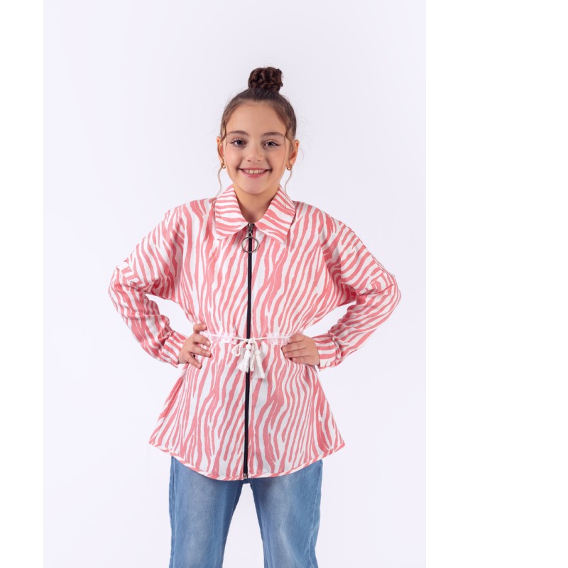 Wholesale Girls Zippered Tunic 8-11Y Pafim 2041-Y23-3275 - Pink
